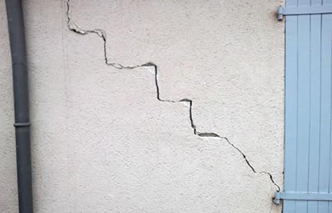 Cracked wall on a building.